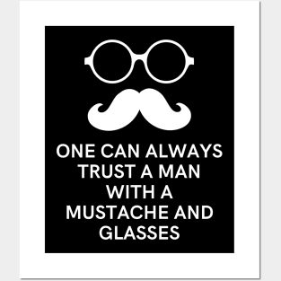 Man with mustache and glasses Posters and Art